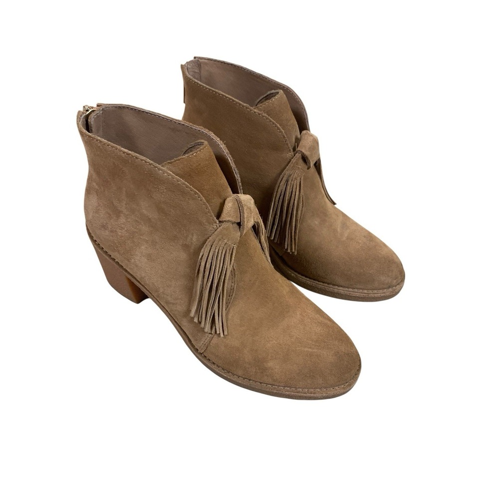 UGG Brown Suede Tassel Ankle Boots Block Heel Boho Western 10